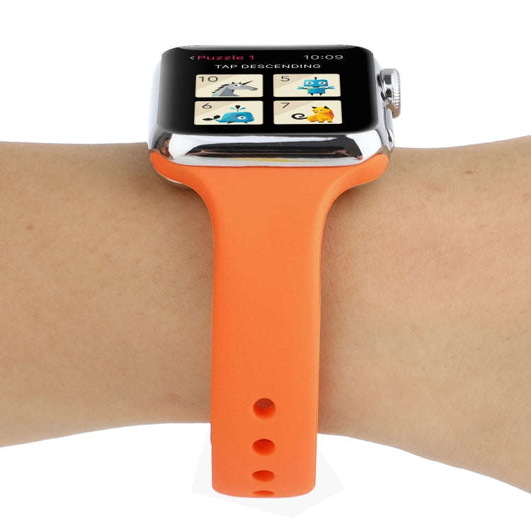 For Apple Watch 5 & 4 44mm / 3 & 2 & 1 42mm Thin Silicone Double Buckle Watch Band(Papaya Yellow)