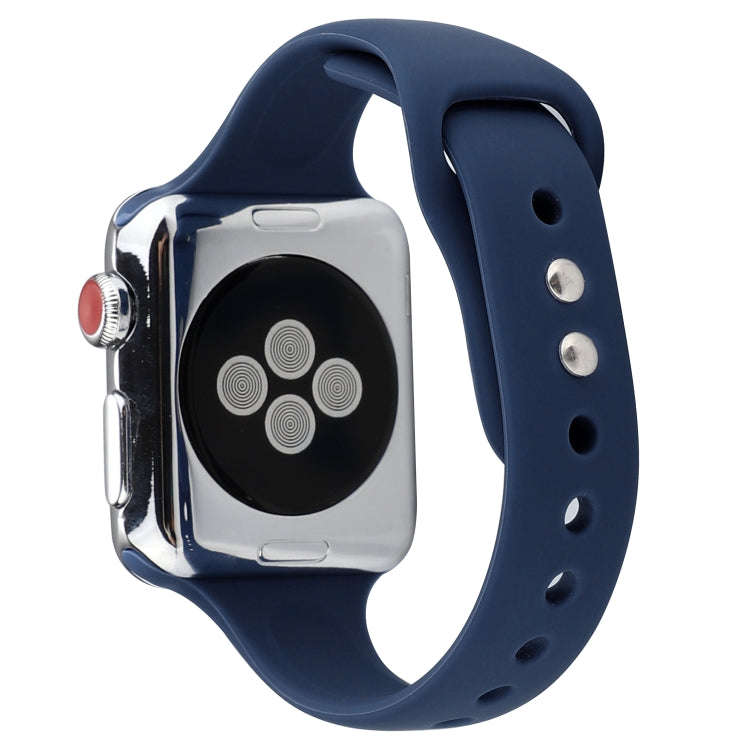 For Apple Watch 5 & 4 44mm / 3 & 2 & 1 42mm Thin Silicone Double Buckle Watch Band(Midnight Blue)