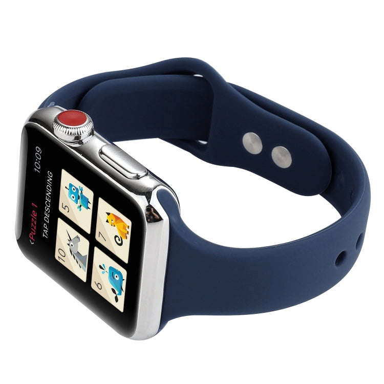For Apple Watch 5 & 4 44mm / 3 & 2 & 1 42mm Thin Silicone Double Buckle Watch Band(Midnight Blue)