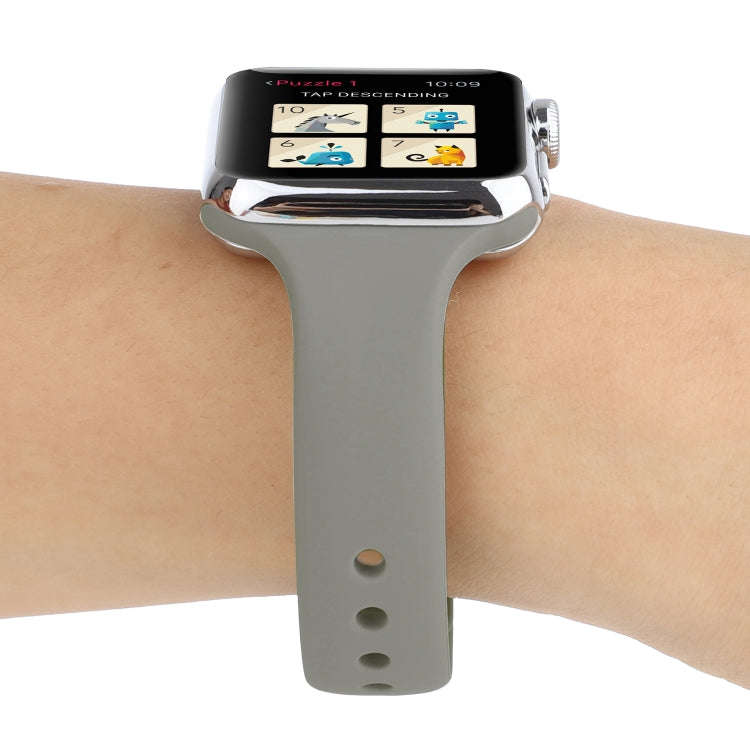 For Apple Watch 5 & 4 44mm / 3 & 2 & 1 42mm Thin Silicone Double Buckle Watch Band(Brick Blue)