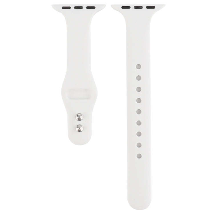 For Apple Watch 5 & 4 44mm / 3 & 2 & 1 42mm Thin Silicone Double Buckle Watch Band(White)