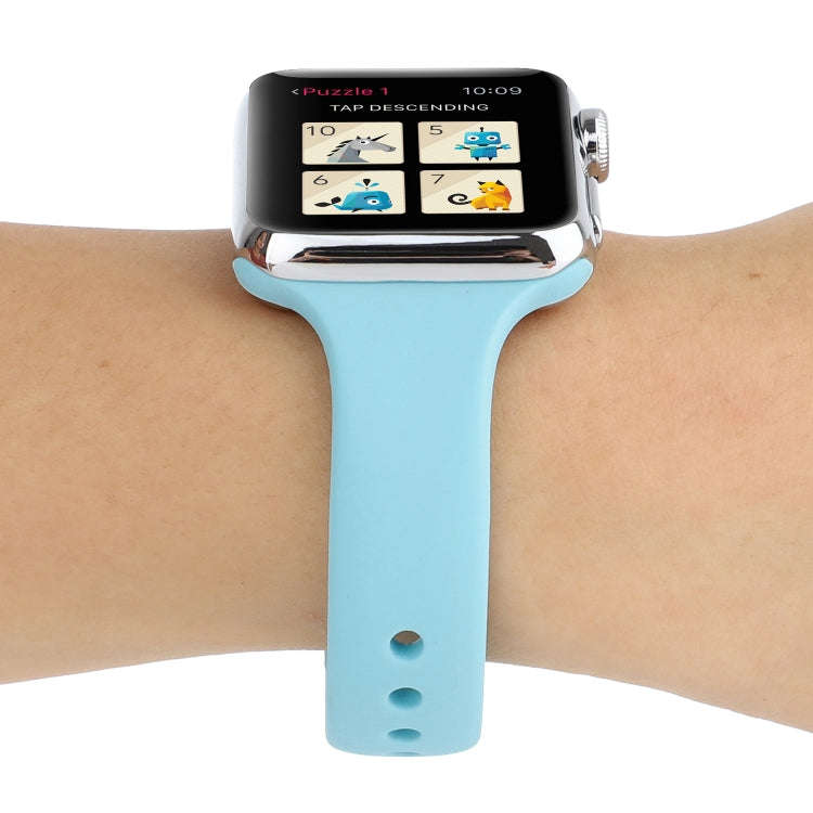 For Apple Watch 5 & 4 44mm / 3 & 2 & 1 42mm Thin Silicone Double Buckle Watch Band(Emerald Green)
