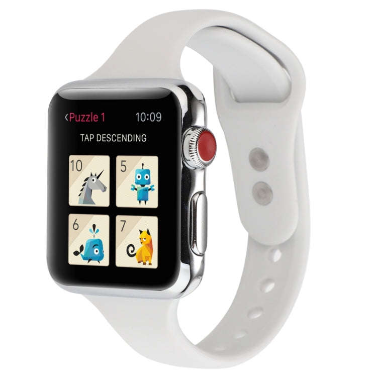 For Apple Watch 5 & 4 44mm / 3 & 2 & 1 42mm Thin Silicone Double Buckle Watch Band(Porcelain)