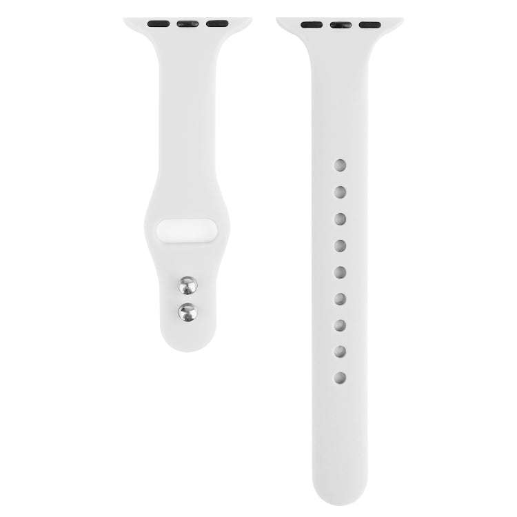 For Apple Watch 5 & 4 44mm / 3 & 2 & 1 42mm Thin Silicone Double Buckle Watch Band(Porcelain)