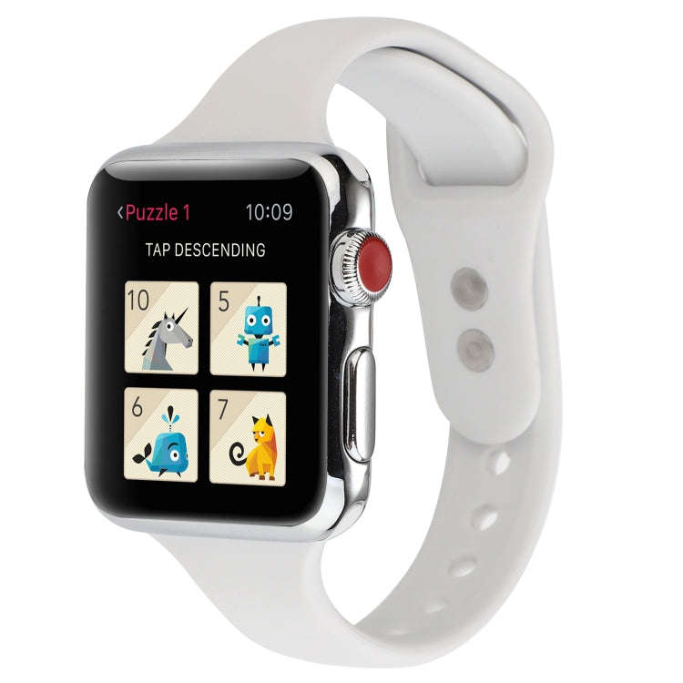 For Apple Watch 5 & 4 44mm / 3 & 2 & 1 42mm Thin Silicone Double Buckle Watch Band(Porcelain)
