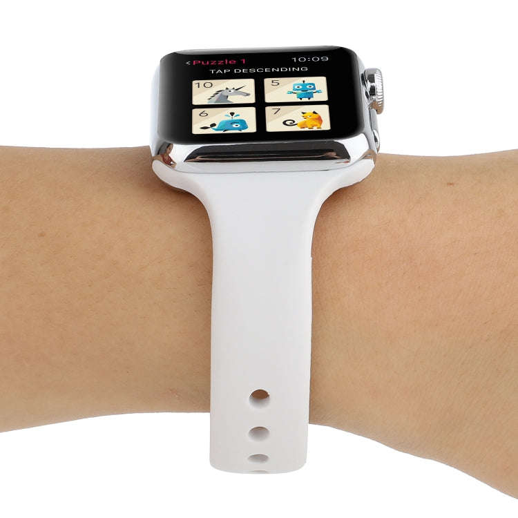 For Apple Watch 5 & 4 44mm / 3 & 2 & 1 42mm Thin Silicone Double Buckle Watch Band(Porcelain)
