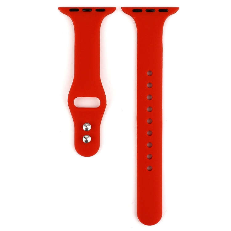 For Apple Watch 5 & 4 44mm / 3 & 2 & 1 42mm Thin Silicone Double Buckle Watch Band(Red)