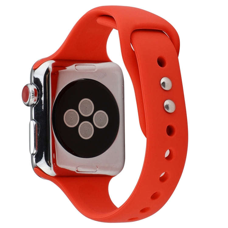 For Apple Watch 5 & 4 44mm / 3 & 2 & 1 42mm Thin Silicone Double Buckle Watch Band(Red)