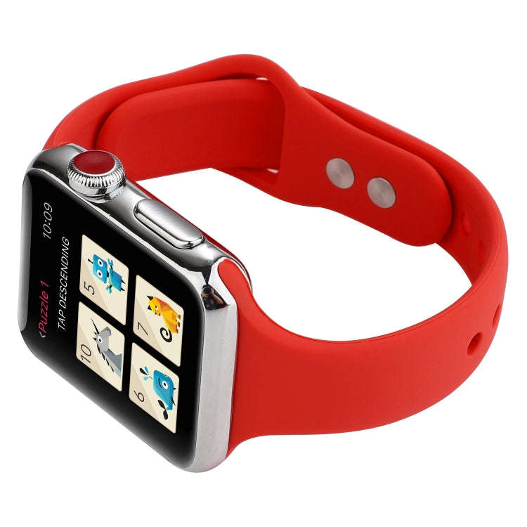 For Apple Watch 5 & 4 44mm / 3 & 2 & 1 42mm Thin Silicone Double Buckle Watch Band(Red)