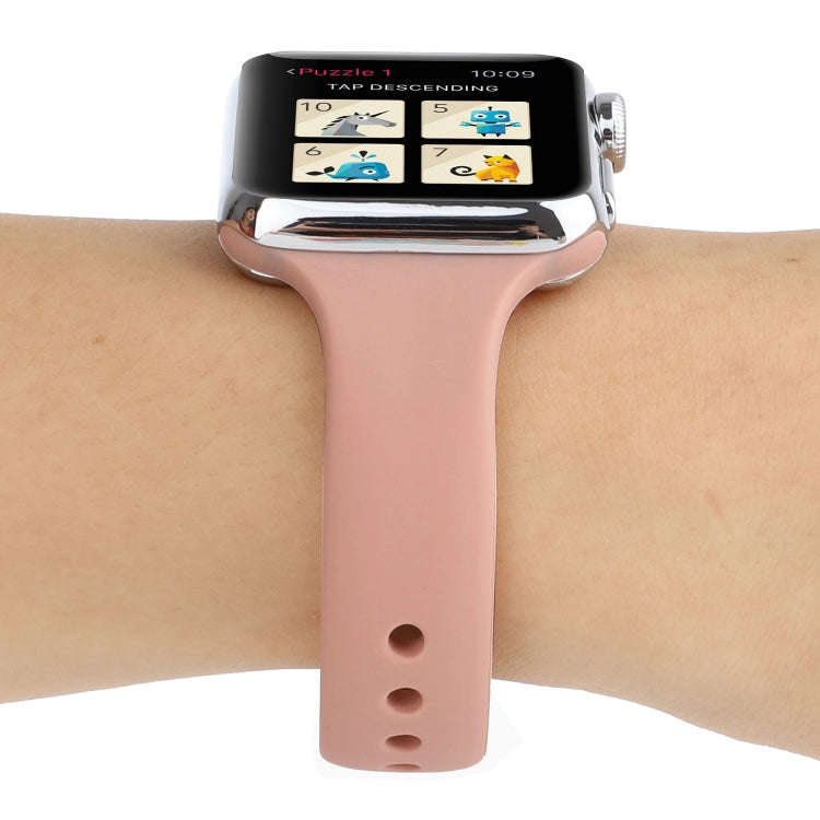 For Apple Watch 5 & 4 44mm / 3 & 2 & 1 42mm Thin Silicone Double Buckle Watch Band(Retro Rose)