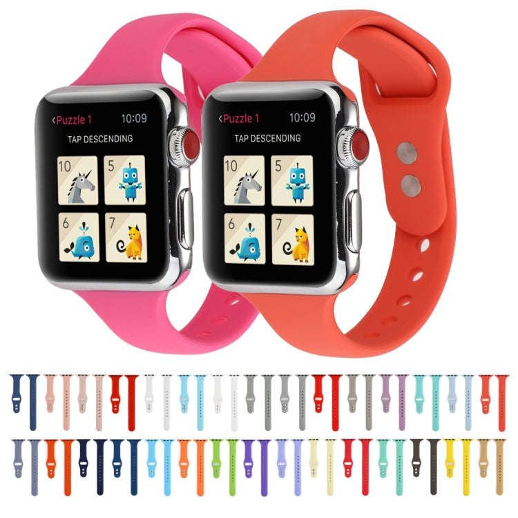 For Apple Watch 5 & 4 44mm / 3 & 2 & 1 42mm Thin Silicone Double Buckle Watch Band(Red)