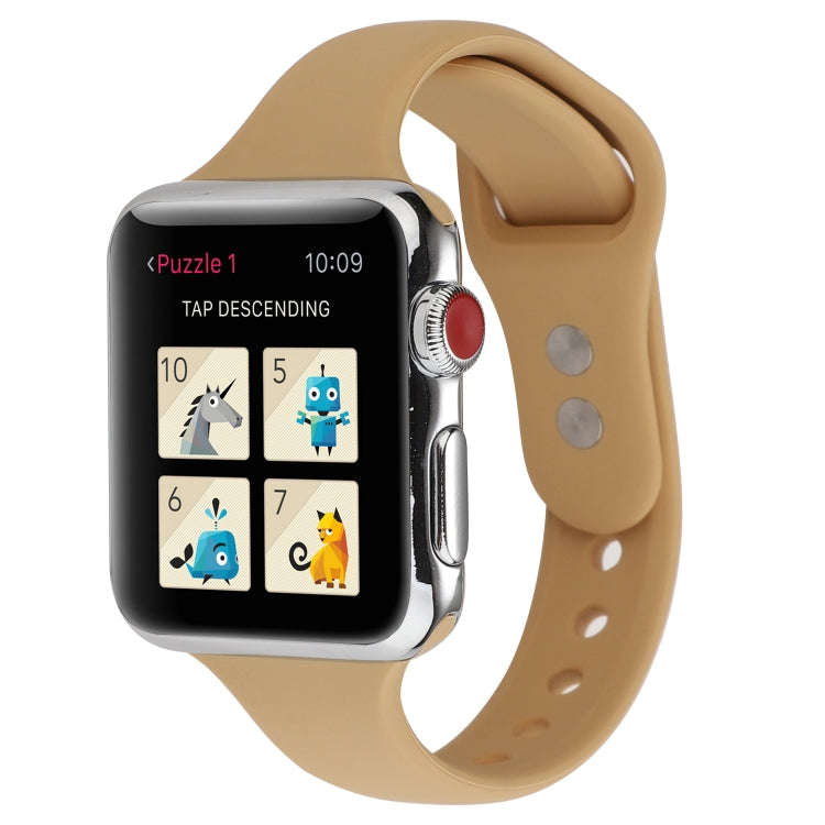 For Apple Watch Series 8&7 41mm / SE 2&6&SE&5&4 40mm / 3&2&1 38mm Thin Silicone Double Buckle Wat...
