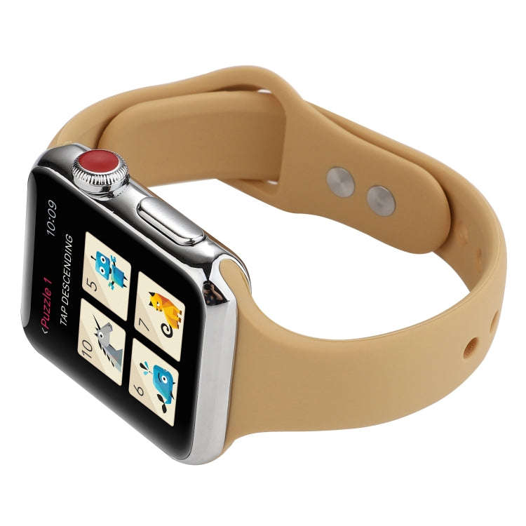 For Apple Watch Series 8&7 41mm / SE 2&6&SE&5&4 40mm / 3&2&1 38mm Thin Silicone Double Buckle Wat...