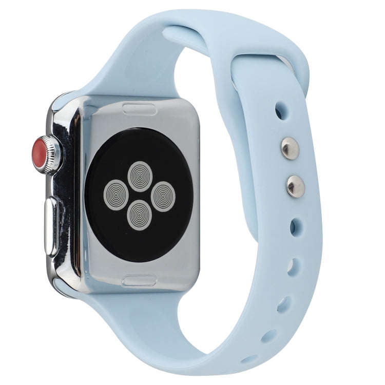 For Apple Watch Series 7 41mm / 6 & SE & 5 & 4 40mm / 3 & 2 & 1 38mm Thin Silicone Double Buckle ...