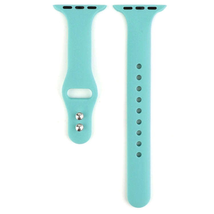 For Apple Watch Series 8&7 41mm / SE 2&6&SE&5&4 40mm / 3&2&1 38mm Thin Silicone Double Buckle Wat...
