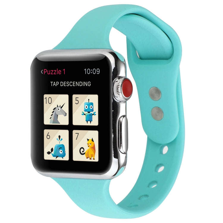 For Apple Watch Series 8&7 41mm / SE 2&6&SE&5&4 40mm / 3&2&1 38mm Thin Silicone Double Buckle Wat...