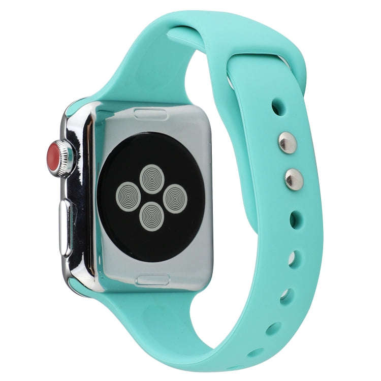 For Apple Watch Series 8&7 41mm / SE 2&6&SE&5&4 40mm / 3&2&1 38mm Thin Silicone Double Buckle Wat...
