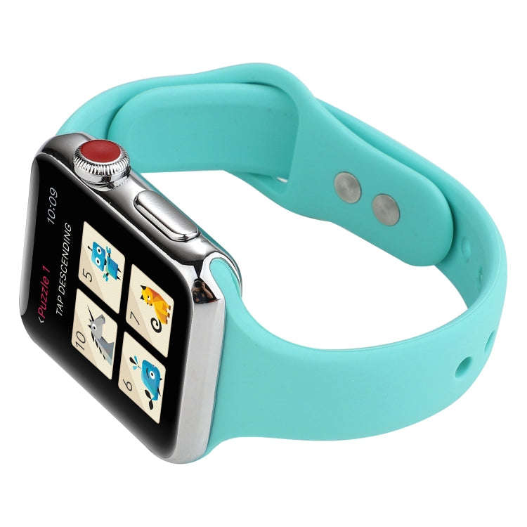 For Apple Watch Series 8&7 41mm / SE 2&6&SE&5&4 40mm / 3&2&1 38mm Thin Silicone Double Buckle Wat...