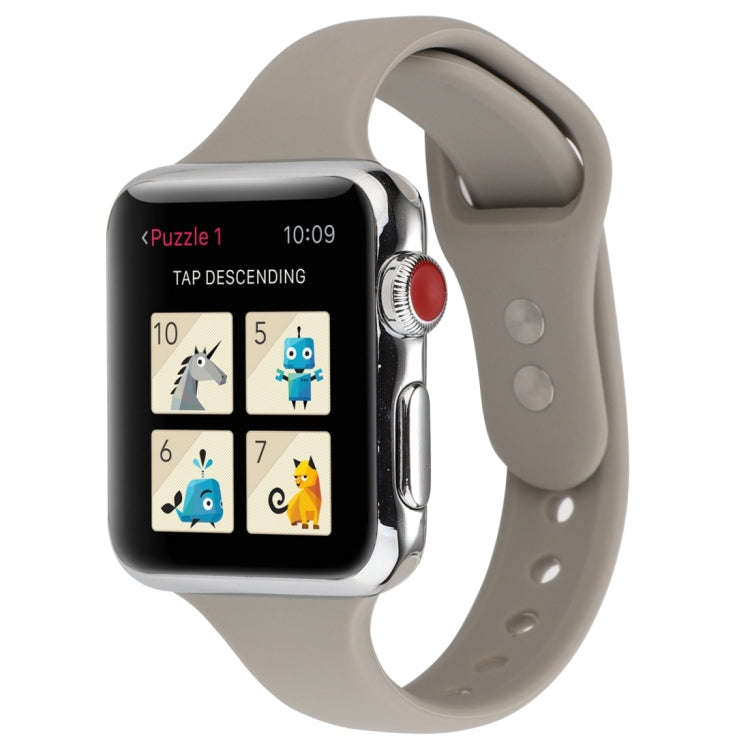 For Apple Watch Series 7 41mm / 6 & SE & 5 & 4 40mm / 3 & 2 & 1 38mm Thin Silicone Double Buckle ...