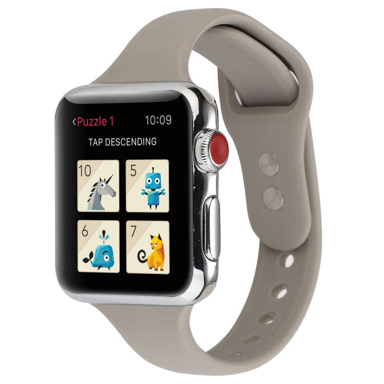For Apple Watch Series 7 41mm / 6 & SE & 5 & 4 40mm / 3 & 2 & 1 38mm Thin Silicone Double Buckle ...
