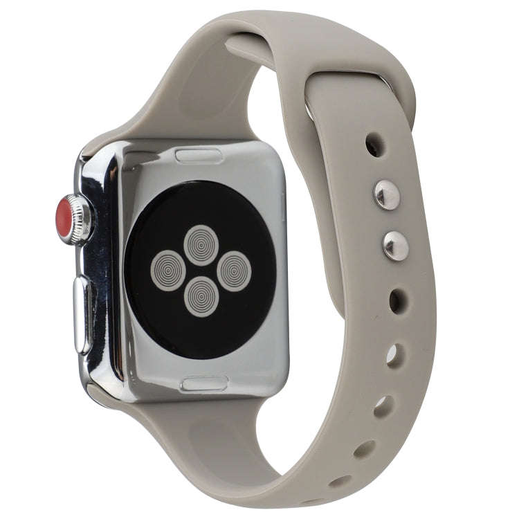 For Apple Watch Series 7 41mm / 6 & SE & 5 & 4 40mm / 3 & 2 & 1 38mm Thin Silicone Double Buckle ...