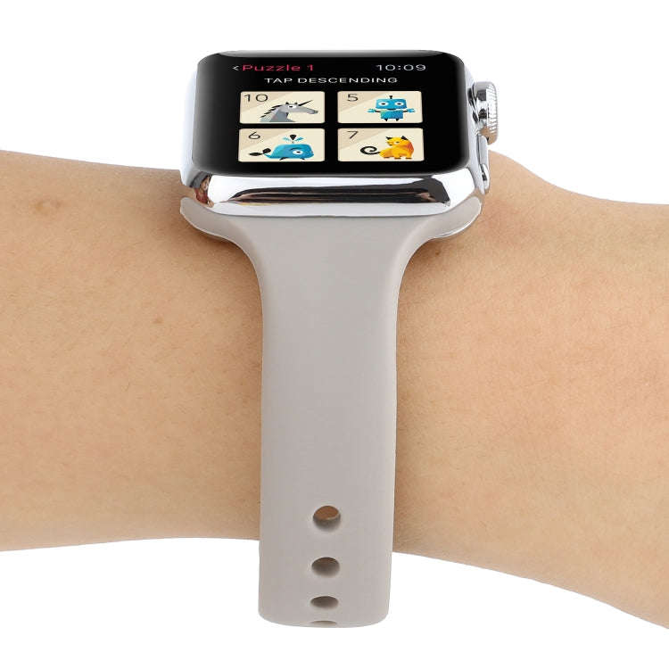 For Apple Watch Series 7 41mm / 6 & SE & 5 & 4 40mm / 3 & 2 & 1 38mm Thin Silicone Double Buckle ...