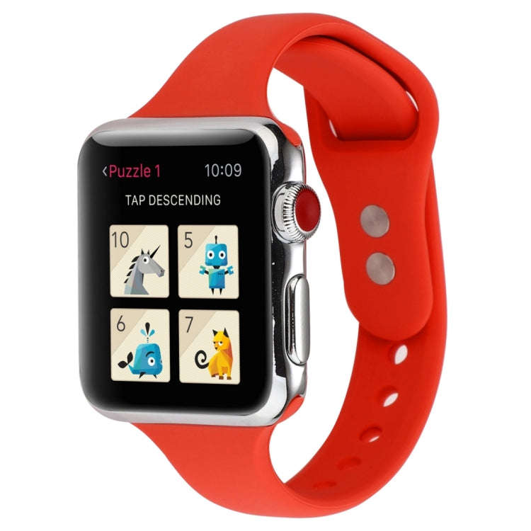 For Apple Watch Series 8&7 41mm / SE 2&6&SE&5&4 40mm / 3&2&1 38mm Thin Silicone Double Buckle Wat...