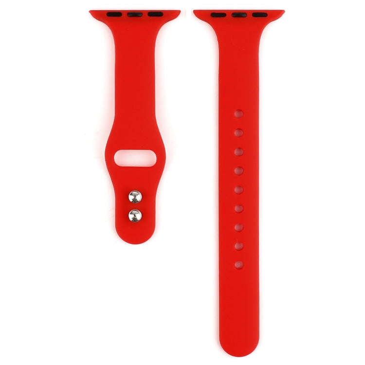 For Apple Watch Series 8&7 41mm / SE 2&6&SE&5&4 40mm / 3&2&1 38mm Thin Silicone Double Buckle Wat...