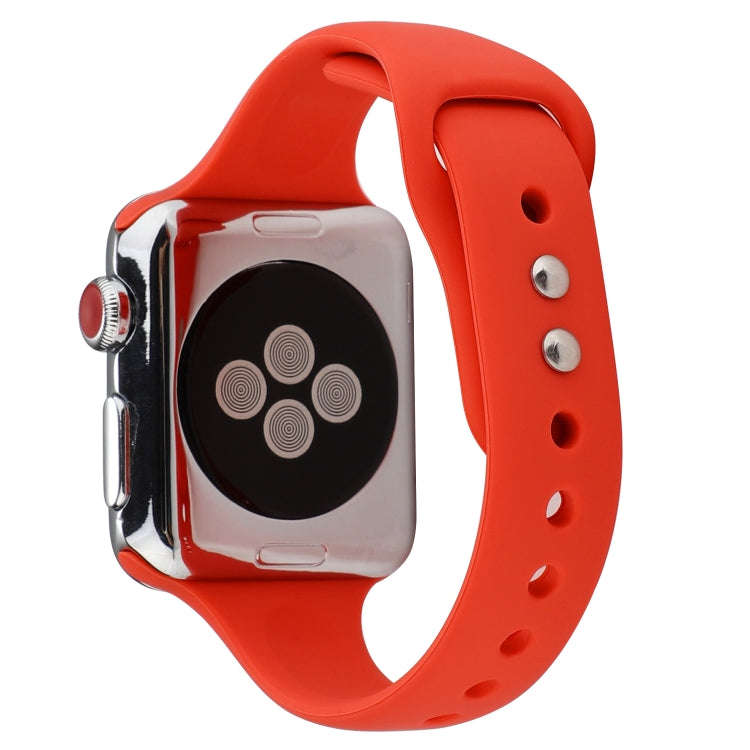 For Apple Watch Series 8&7 41mm / SE 2&6&SE&5&4 40mm / 3&2&1 38mm Thin Silicone Double Buckle Wat...
