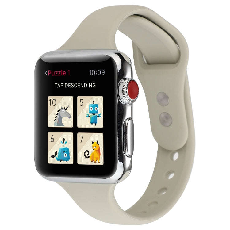 For Apple Watch Series 7 41mm / 6 & SE & 5 & 4 40mm / 3 & 2 & 1 38mm Thin Silicone Double Buckle ...