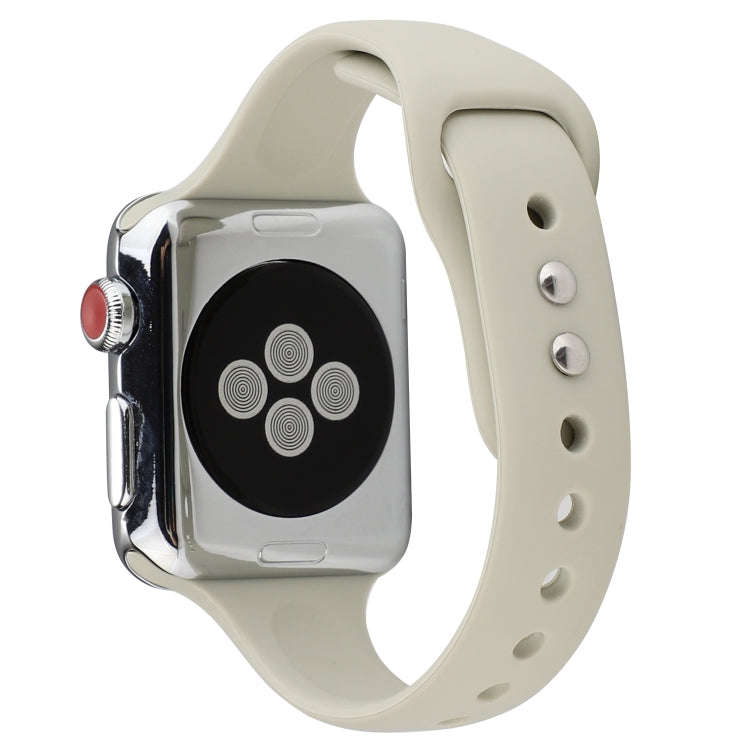 For Apple Watch Series 7 41mm / 6 & SE & 5 & 4 40mm / 3 & 2 & 1 38mm Thin Silicone Double Buckle ...