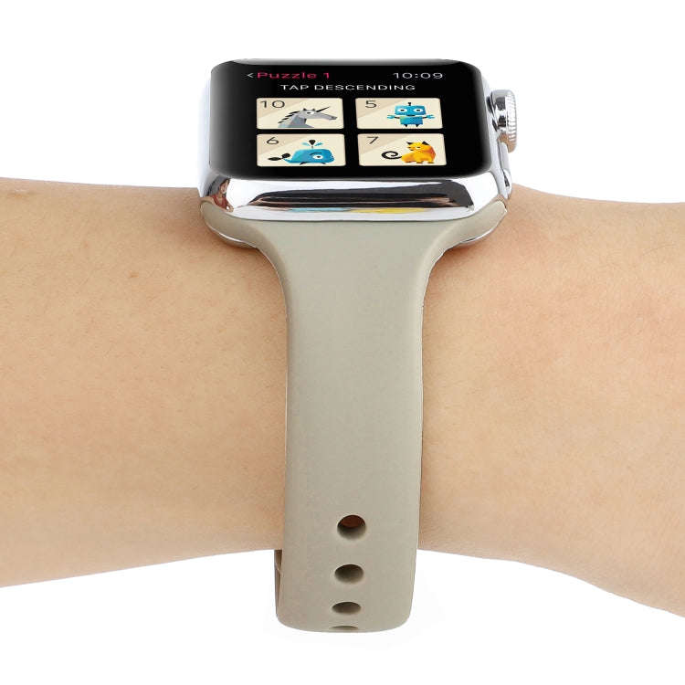 For Apple Watch Series 7 41mm / 6 & SE & 5 & 4 40mm / 3 & 2 & 1 38mm Thin Silicone Double Buckle ...