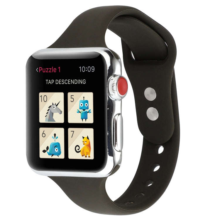 For Apple Watch Series 8&7 41mm / SE 2&6&SE&5&4 40mm / 3&2&1 38mm Thin Silicone Double Buckle Wat...