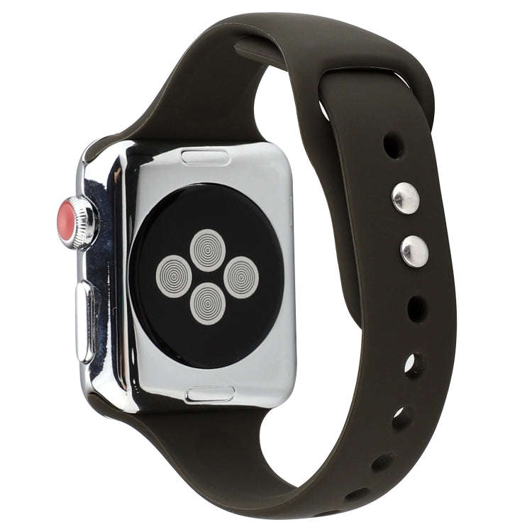 For Apple Watch Series 8&7 41mm / SE 2&6&SE&5&4 40mm / 3&2&1 38mm Thin Silicone Double Buckle Wat...
