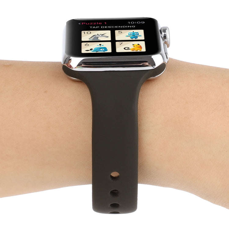 For Apple Watch Series 8&7 41mm / SE 2&6&SE&5&4 40mm / 3&2&1 38mm Thin Silicone Double Buckle Wat...