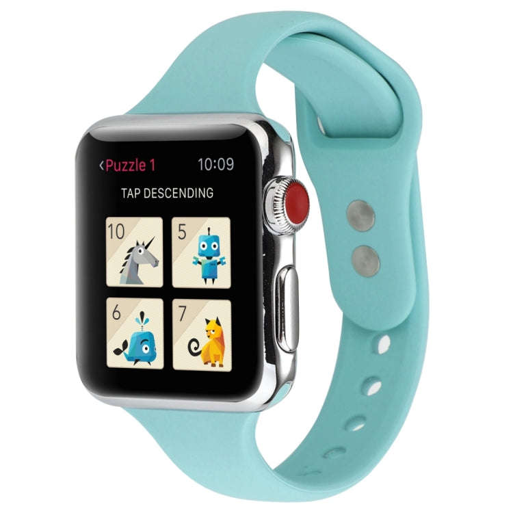 For Apple Watch Series 7 41mm / 6 & SE & 5 & 4 40mm / 3 & 2 & 1 38mm Thin Silicone Double Buckle ...