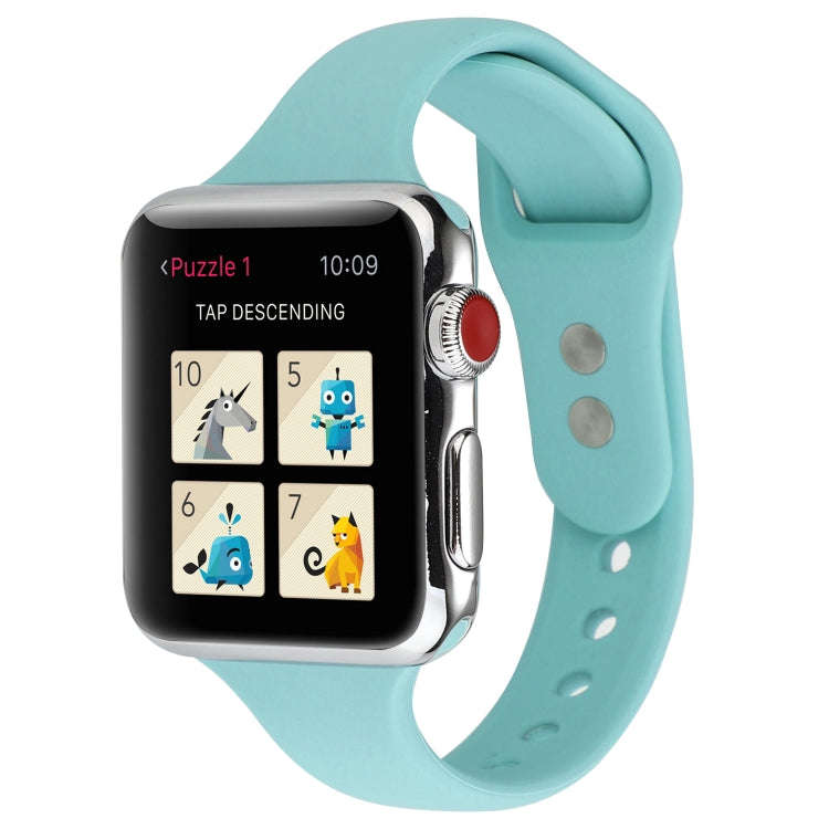 For Apple Watch Series 7 41mm / 6 & SE & 5 & 4 40mm / 3 & 2 & 1 38mm Thin Silicone Double Buckle ...