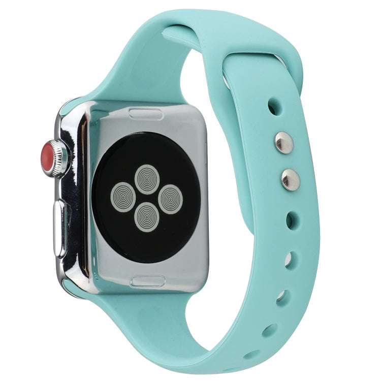For Apple Watch Series 7 41mm / 6 & SE & 5 & 4 40mm / 3 & 2 & 1 38mm Thin Silicone Double Buckle ...