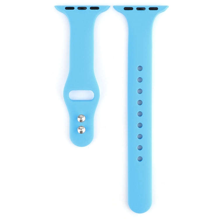 For Apple Watch Series 8&7 41mm / SE 2&6&SE&5&4 40mm / 3&2&1 38mm Thin Silicone Double Buckle Wat...