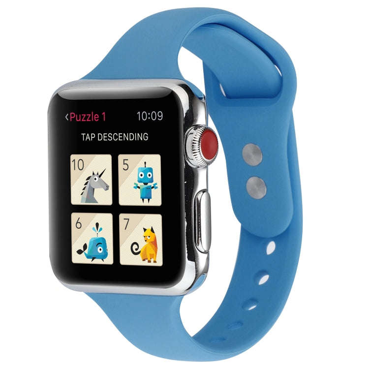 For Apple Watch Series 8&7 41mm / SE 2&6&SE&5&4 40mm / 3&2&1 38mm Thin Silicone Double Buckle Wat...