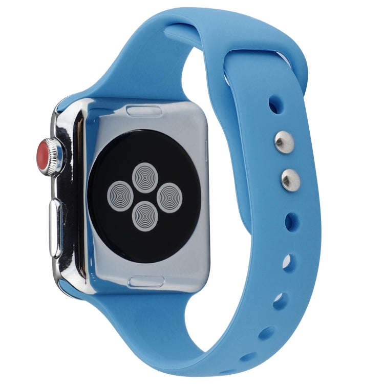 For Apple Watch Series 8&7 41mm / SE 2&6&SE&5&4 40mm / 3&2&1 38mm Thin Silicone Double Buckle Wat...