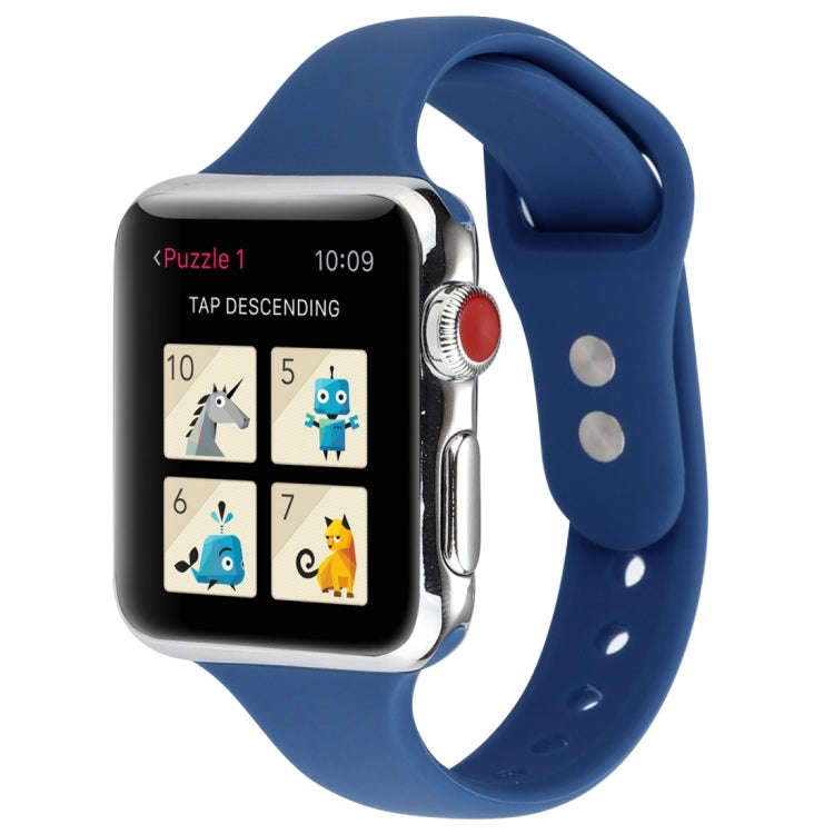 For Apple Watch Series 8&7 41mm / SE 2&6&SE&5&4 40mm / 3&2&1 38mm Thin Silicone Double Buckle Wat...