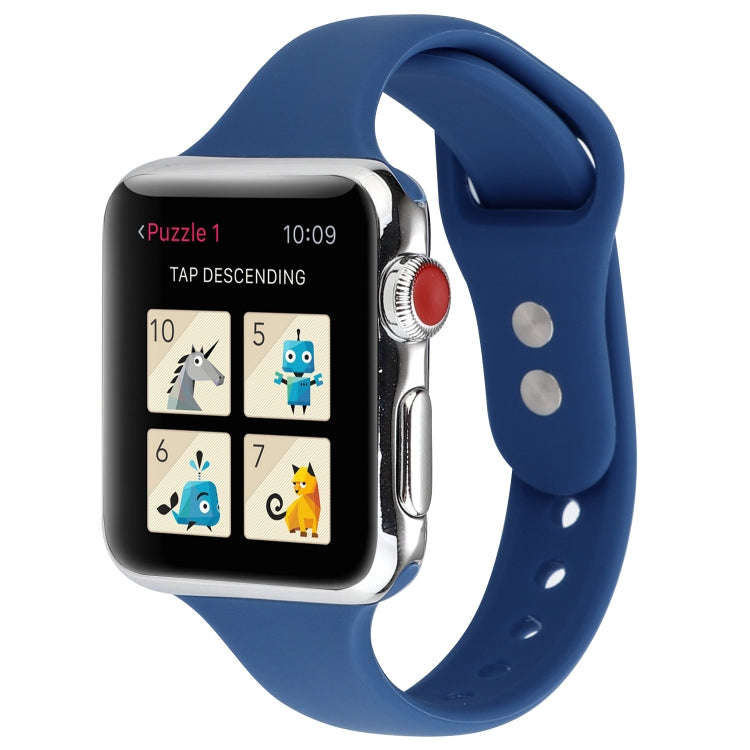 For Apple Watch Series 8&7 41mm / SE 2&6&SE&5&4 40mm / 3&2&1 38mm Thin Silicone Double Buckle Wat...