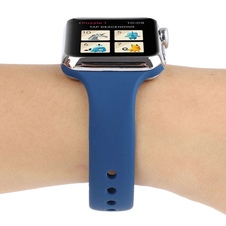 For Apple Watch Series 8&7 41mm / SE 2&6&SE&5&4 40mm / 3&2&1 38mm Thin Silicone Double Buckle Wat...