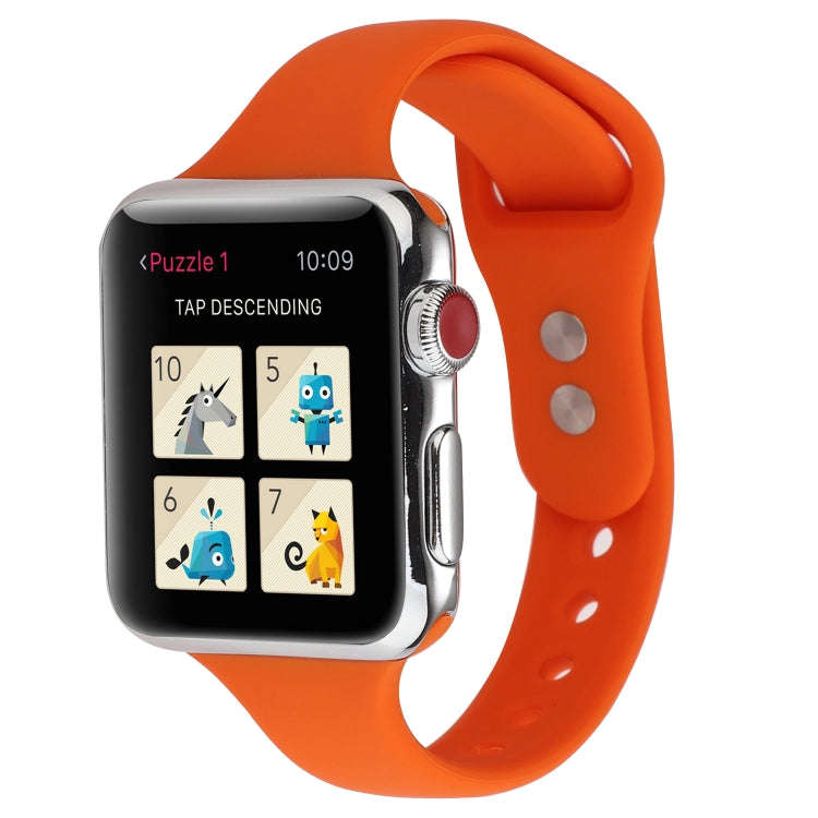 For Apple Watch Series 8&7 41mm / SE 2&6&SE&5&4 40mm / 3&2&1 38mm Thin Silicone Double Buckle Wat...