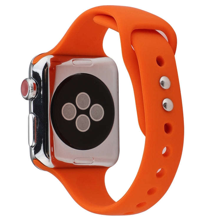 For Apple Watch Series 8&7 41mm / SE 2&6&SE&5&4 40mm / 3&2&1 38mm Thin Silicone Double Buckle Wat...