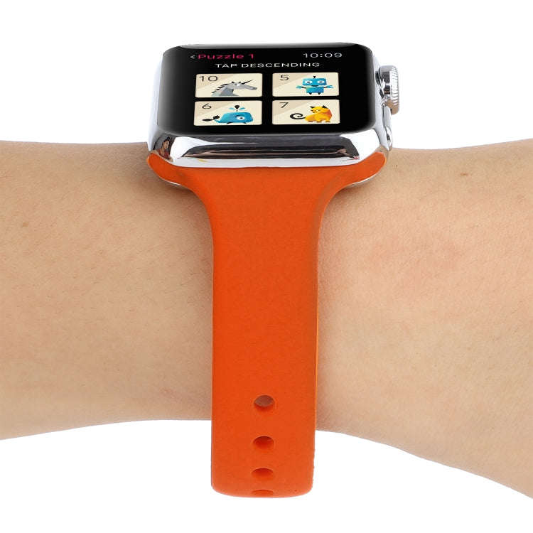 For Apple Watch Series 8&7 41mm / SE 2&6&SE&5&4 40mm / 3&2&1 38mm Thin Silicone Double Buckle Wat...