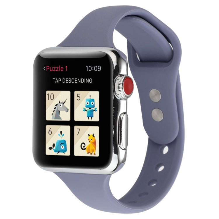 For Apple Watch Series 8&7 41mm / SE 2&6&SE&5&4 40mm / 3&2&1 38mm Thin Silicone Double Buckle Wat...