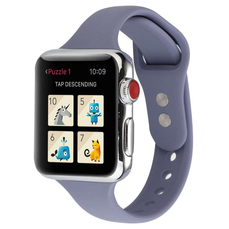 For Apple Watch Series 8&7 41mm / SE 2&6&SE&5&4 40mm / 3&2&1 38mm Thin Silicone Double Buckle Wat...