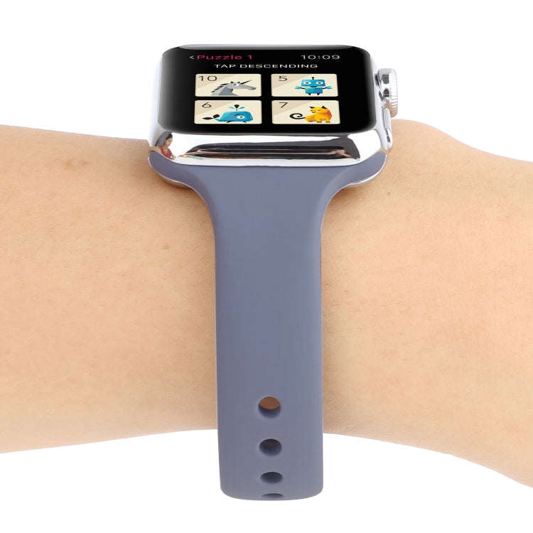 For Apple Watch Series 8&7 41mm / SE 2&6&SE&5&4 40mm / 3&2&1 38mm Thin Silicone Double Buckle Wat...